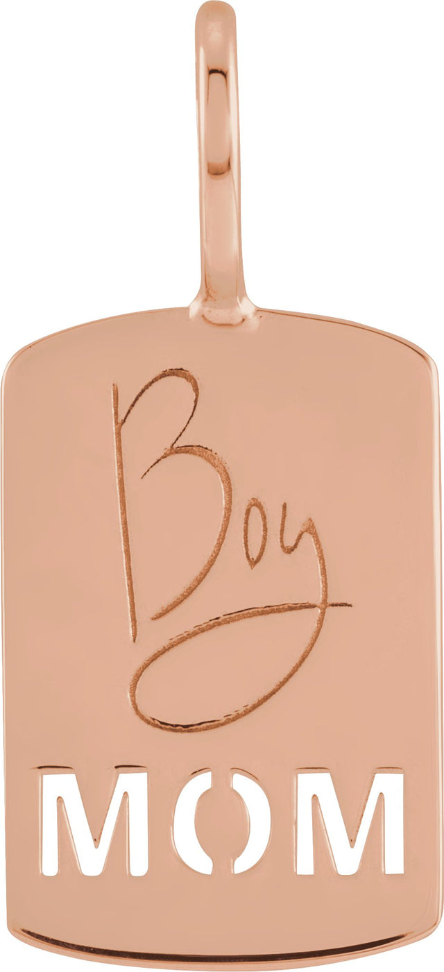 14K Gold Engravable Mom Pendant - Rose Gold