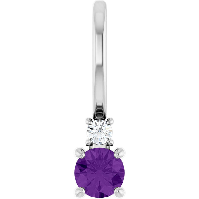 Platinum Round Natural Amethyst Accented Pendant - view 7