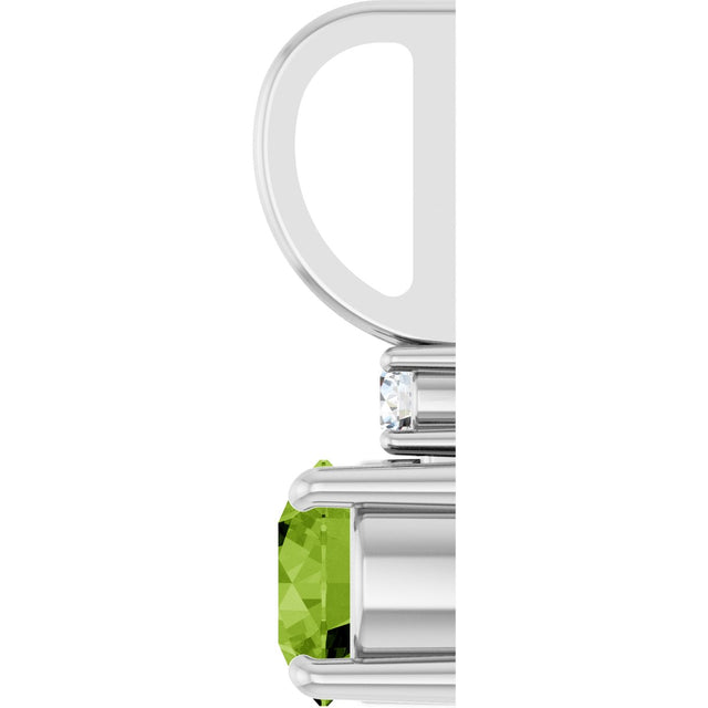 Platinum Round Natural Peridot Accented Pendant - view 9