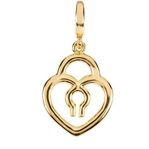 14K Gold Heart Lock Pendant - Yellow Gold