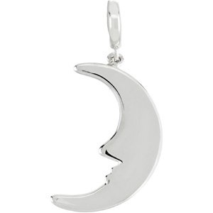 14K Gold Crescent Moon Pendant - White Gold