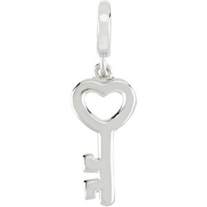 14K Gold Key Pendant - White Gold