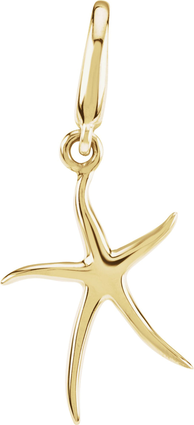 14K Gold Starfish Pendant – 17x17mm - Yellow Gold