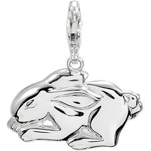 14K Gold Charming Animals Rabbit Pendant - White Gold