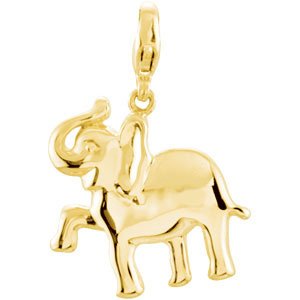 14K Gold Charming Animals Elephant Pendant