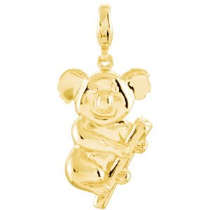 14K Gold Charming Animals Koala Bear Pendant