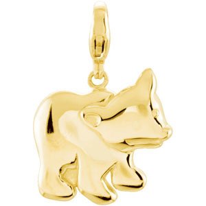 14K Gold Charming Animals Bear Pendant