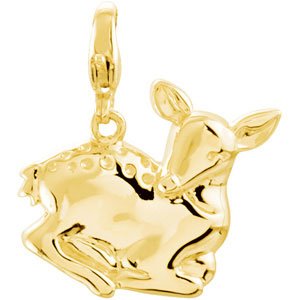 14K Gold Charming Animals Deer Pendant