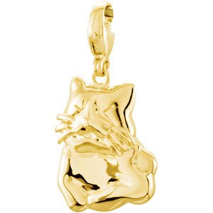 14K Gold Charming Animals Cat Pendant