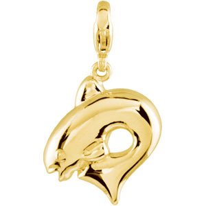 14K Gold Charming Animals Dolphin Pendant
