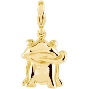 14K Gold Charming Animals Frog Pendant