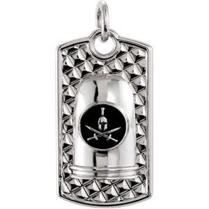 14K Gold Guardian Dog Tag Pendant - White Gold