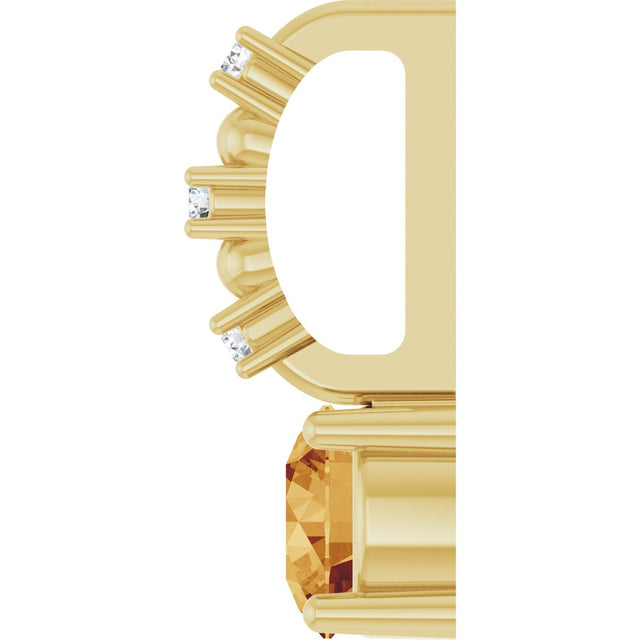 14K Gold Round Citrine Accented Pendant - Yellow Gold - view 9