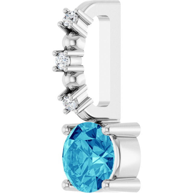 Platinum Round Blue Zircon Accented Pendant - view 8