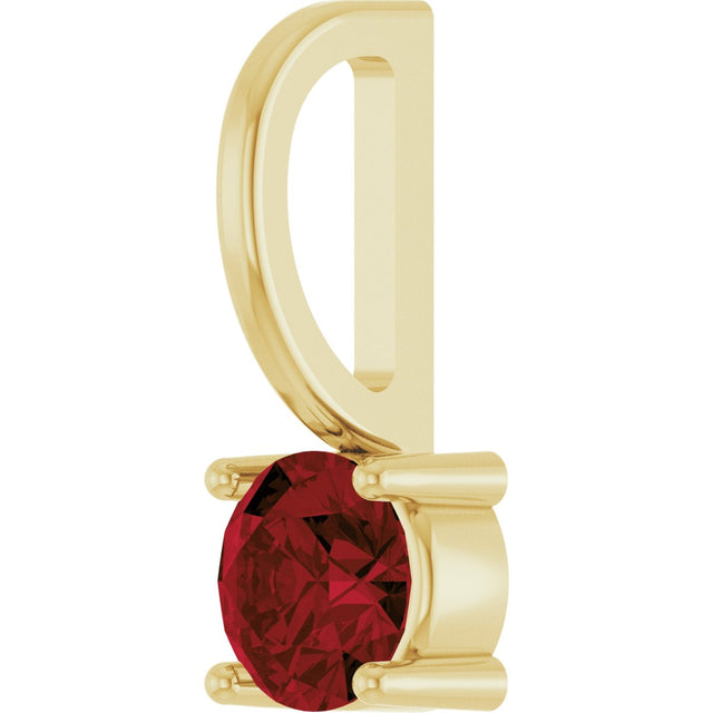 14K Gold Round Mozambique Garnet Solitaire Pendant - Yellow Gold - view 8