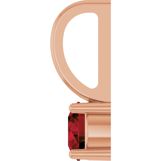 14K Gold Round Mozambique Garnet Solitaire Pendant - Rose Gold - view 9