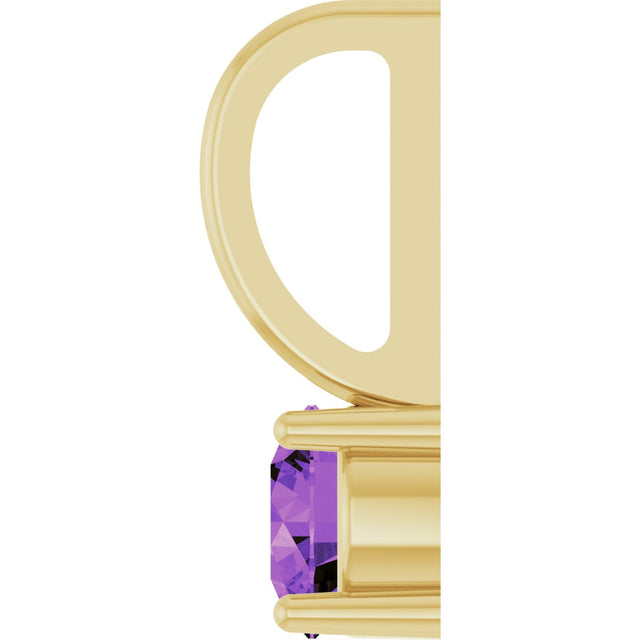 14K Gold Round Amethyst Solitaire Pendant - Yellow Gold - view 9