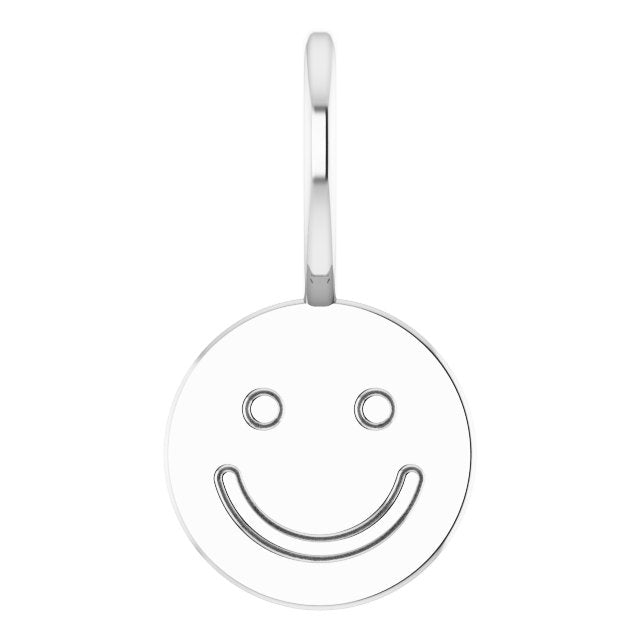 14K Gold Smiley Face Pendant - White Gold