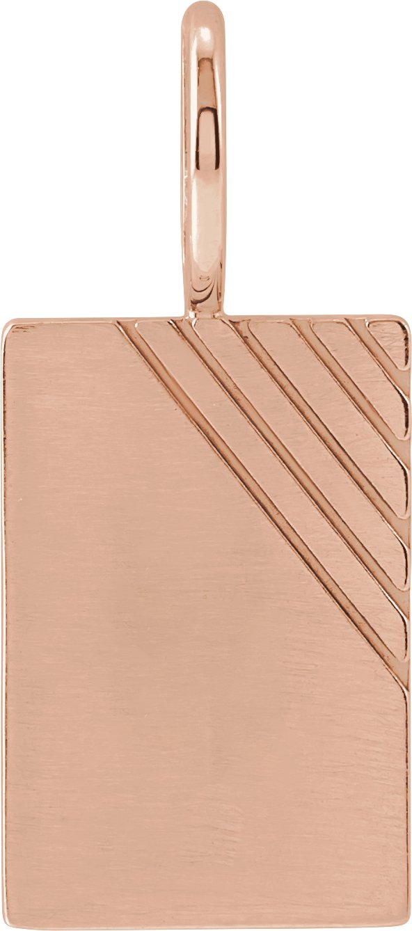 14K Gold Engravable Dog Tag Pendant – 22.63x10mm - Rose Gold