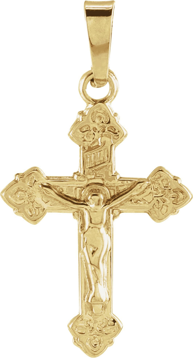 14K Gold Youth Crucifix Pendant – 18x13mm