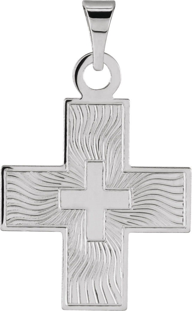 14K Gold Greek Cross Pendant II - White Gold