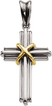 14K Gold Cross Pendant – 26.25x17.75mm - Two-Tone