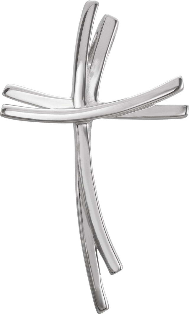 14K Gold Cross Pendant – 29x16.5mm - White Gold