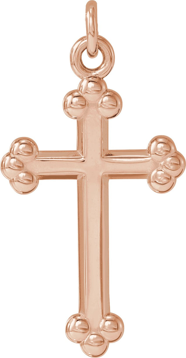 14K Gold Cross Necklace or Pendant – 12x7.8mm - Rose Gold