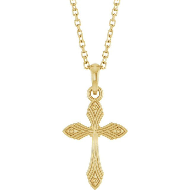 14K Gold Vintage-Inspired Cross Necklace or Pendant - Yellow Gold