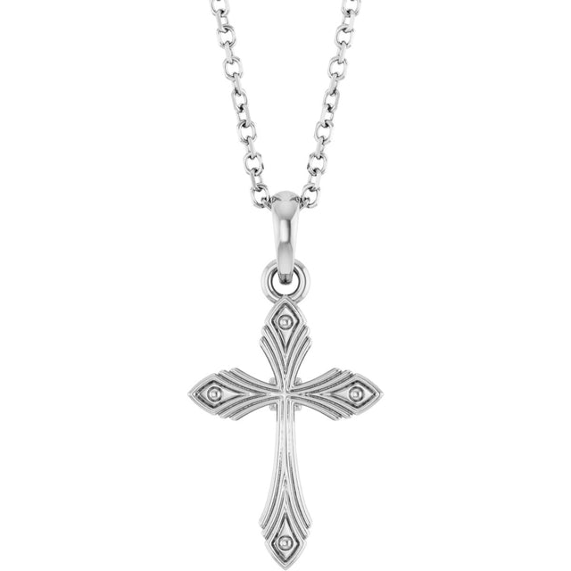 Platinum Vintage-Inspired Cross Necklace or Pendant