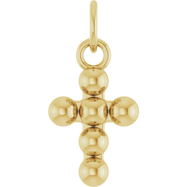 14K Gold Beaded Cross Necklace or Pendant – 12.3x6mm - Yellow Gold