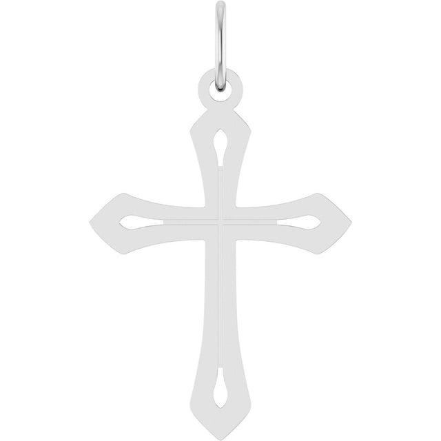 14K Gold Cross Necklace or Pendant – 25.1x15mm - White Gold