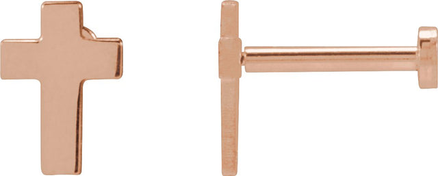 14K Gold Cross Earrings - Rose Gold - view 2