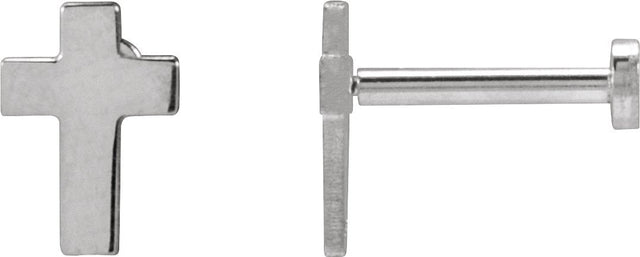 14K Gold Cross Earrings - White Gold