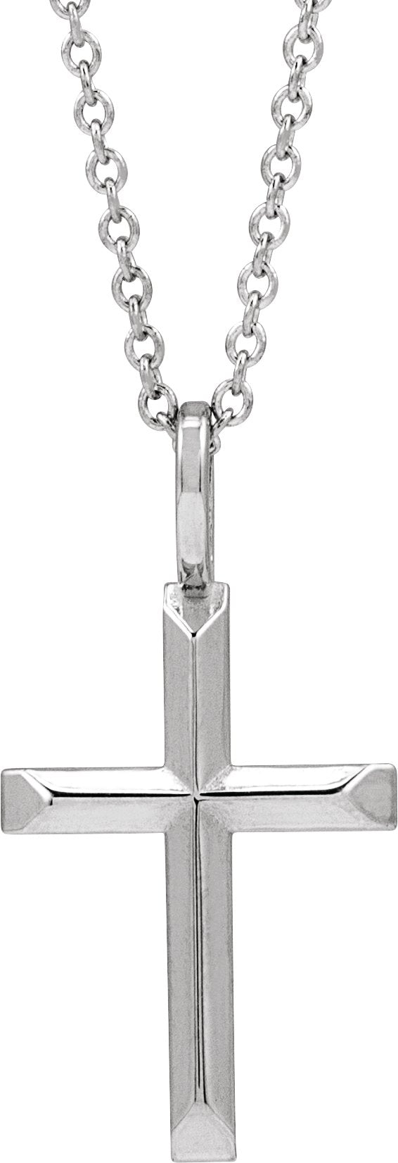 Platinum Cross Necklace or Pendant – 18x9mm