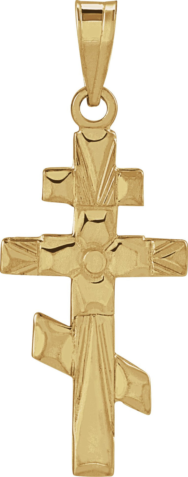 14K Gold Orthodox Cross Pendant – 20x10mm - Yellow Gold