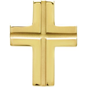 14K Gold Grooved Cross Pendant – 26.5x20.5mm - Yellow Gold