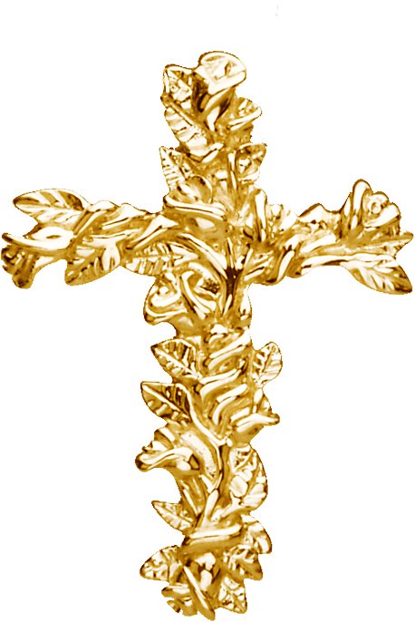 10K Gold Floral-Inspired Cross Pendant