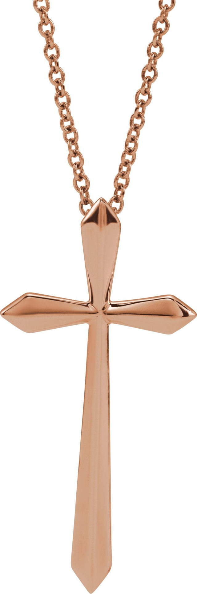 14K Gold Elongated Cross Necklace or Pendant - Rose Gold