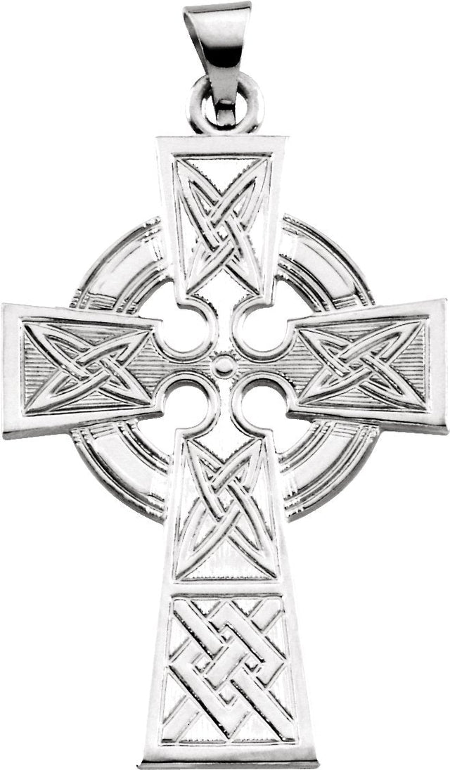 14K Gold Celtic-Inspired Cross Necklace or Pendant - White Gold