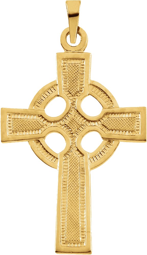 14K Gold Celtic-Inspired Cross Necklace or Pendant – 23x16mm - Yellow Gold