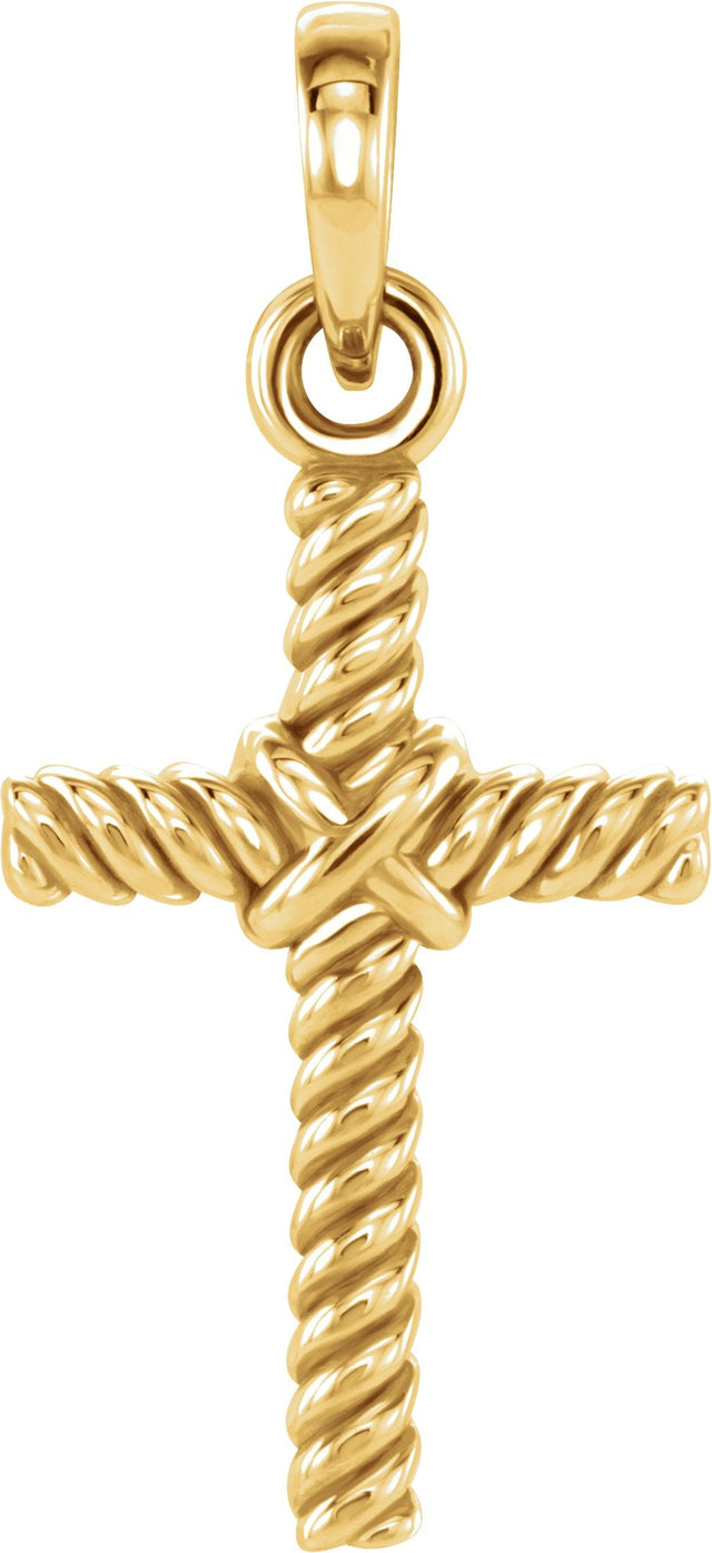 14K Gold Rope Cross Pendant - Yellow Gold