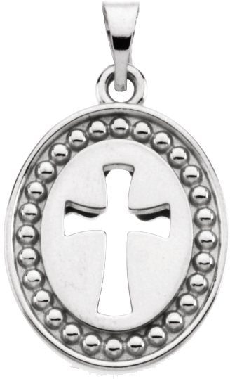 14K Gold Beyond the Cross Reversible Pendant - White Gold