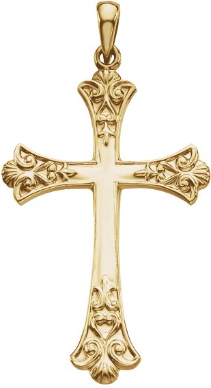 14K Gold Cross Pendant – 38x26mm - Yellow Gold