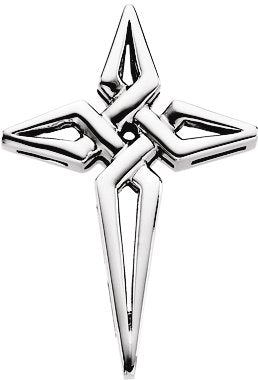14K Gold Cross Pendant – 29x21mm - White Gold
