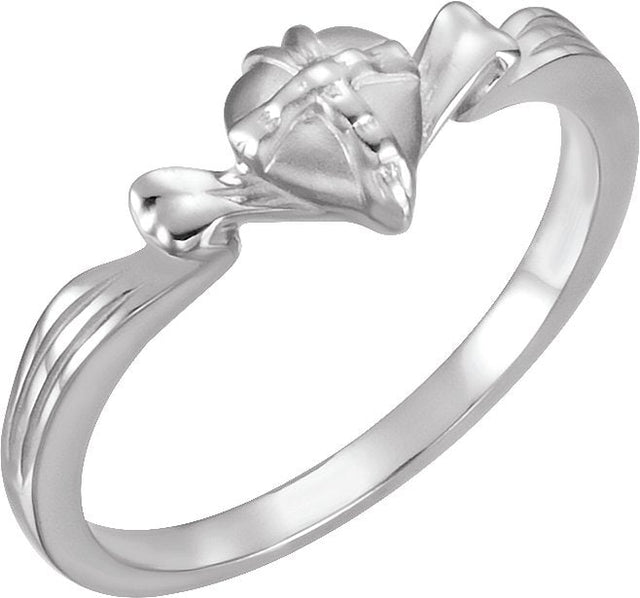 14K Gold The Gift Wrapped Heart Chastity Ring - White Gold