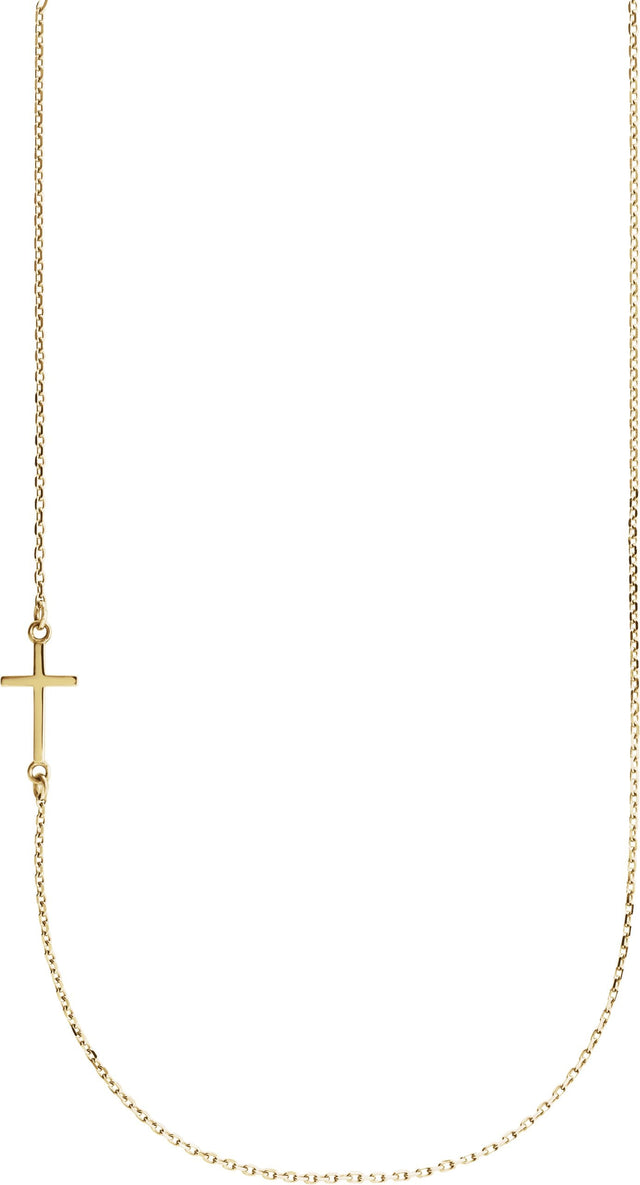 10K Gold Sideways Cross Necklace