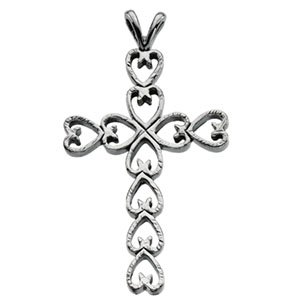 Platinum Heart Cross Pendant