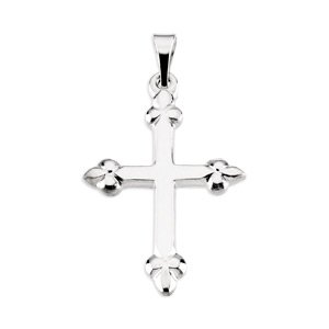 14K Gold Cross Pendant – 21x16mm - White Gold