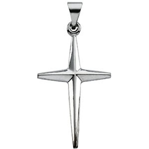14K Gold Cross Pendant – 31x17.5mm - White Gold